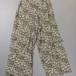 VERY CUTE, 1990S EARTH TONE DITSY FLORAL PRINT WIDE LEG FLOWY RAYON PANTS
