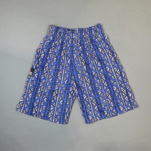 PLATINUM EVERYWEAR U.S.A BLUE TRIANGLE DEADSTOCK NWT 1990S COTTON WORKOUT SHORTS W/ POCKETS in BLUE, PURPLE