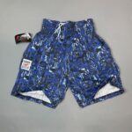 BLUE ABSTRACT DEADSTOCK NWT 1990S COTTON WORKOUT SHORTS W/ POCKETS