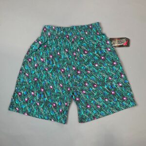 PLATINUM EVERYWEAR U.S.A TEAL STRIPE DEADSTOCK NWT 1990S COTTON WORKOUT SHORTS W/ POCKETS in TEAL
