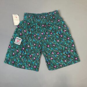 PLATINUM EVERYWEAR U.S.A TEAL STRIPE DEADSTOCK NWT 1990S COTTON WORKOUT SHORTS W/ POCKETS in TEAL