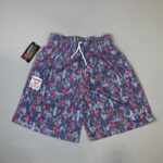PURPLE ABSTRACT DEADSTOCK NWT 1990S COTTON WORKOUT SHORTS W/ POCKETS