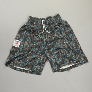 PLATINUM EVERYWEAR U.S.A BLACK ABSTRACT DEADSTOCK NWT 1990S COTTON WORKOUT SHORTS W/ POCKETS in BLACK
