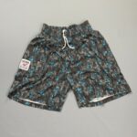 BLACK ABSTRACT DEADSTOCK NWT 1990S COTTON WORKOUT SHORTS W/ POCKETS
