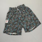 BLACK ABSTRACT DEADSTOCK NWT 1990S COTTON WORKOUT SHORTS W/ POCKETS