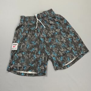 PLATINUM EVERYWEAR U.S.A BLACK ABSTRACT DEADSTOCK NWT 1990S COTTON WORKOUT SHORTS W/ POCKETS in BLACK