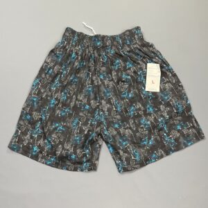 PLATINUM EVERYWEAR U.S.A BLACK ABSTRACT DEADSTOCK NWT 1990S COTTON WORKOUT SHORTS W/ POCKETS in BLACK