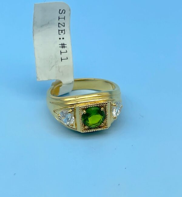 Gold Pimp Ring Single Round Green Stone In Squared Setting | Boardwalk ...