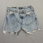 *AS IS* 501 CUT OFF MED WASH FADED HIGH WAISTED DENIM SHORTS