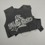 REPURPOSED WHITE SOX CHICAGO ADIDAS MLB CROPPED CHAIN BACK DETAIL TANK TOP