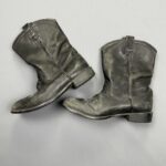 *AS-IS* MID-HEIGHT POLISHED LEATHER ROUND TOE PULL ON RANCHER BOOTS