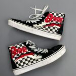 *AS-IS* CHECKERED HIGH-TOP DAVID BOWIE EMBROIDERED VANS SK8-HI 2019 RELEASE SNEAKERS –  DIAMOND DOGS