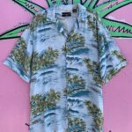 1990S 100% RAYON HAWAIIAN SHIRT EARTH TONE SURFER PRINT