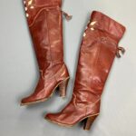 RAD! 1970S-80S OVER-THE-KNEE WESTERN COWBOY BOOTS WITH CUT OUT DESIGN