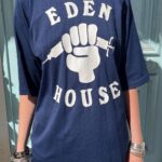 1970S EDEN HOUSE BROKEN NEEDLE GRAPHIC HALFWAY HOUSE POLYESTER JERSEY SHIRT