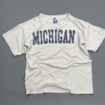 VINTAGE CHAMPION MICHIGAN COLLEGE HEATHERED SINGLE STITCHED T-SHIRT CUT NECK