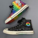 1969-2019 RAINBOW GLITTER LIGHTNING BOLT CONVERSE ALL-STAR CHUCK TAYLOR HIGH-TOP LACE UP SHOES