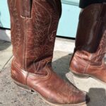 CLASSIC STITCH PANELED BROWN LEATHER COWBOY BOOTS