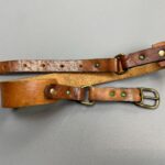 BEAUTIFUL DISTRESSED LEATHER HORSEBIT STYLE BELT BRASS HARDWARE