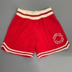 *AS-IS* RETRO 1960S STYLE MESH BASKETBALL SHORTS WITH PATCHES & COTTON RIBBING