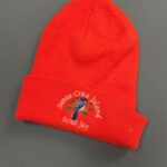 EMBROIDERED SANTA CRUZ ISLAND BLUE JAY NEON ORANGE BEANIE