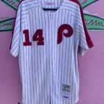 MLB PHILADELPHIA PHILLIES #14 ROSE PINSTRIPE COOPERSTOWN COLLECTION ZIPUP BASEBALL JERSEY