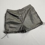 #MOTO-MAMI LEATHER SHORTS LACE UP SIDES LARGER SIZE