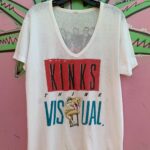 AS-IS 1987 THE KINKS THINK VISUAL CONCERT TOUR V NECK SINGLE STITCH T-SHIRT