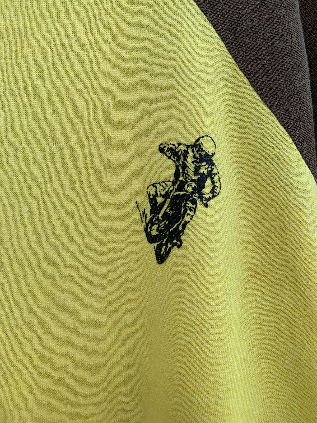 AS-IS EPIC 1974 WORLD CHAMPIONSHIP MOTORCROSS CHECK CHASE RAGLAN SHORT SLEEVE SWEATSHIRT