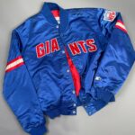 AS-IS NFL NEW YORK GIANTS SATIN BUTTON UP STARTER JACKET