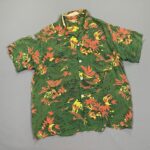 *AS-IS* GORGEOUS!!!! 1940S SLINKY RAYON SATURATED GREEN HAWAIIAN SHIRT – RIPPED TO HELL