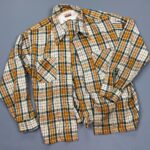 RAD! RETRO 1960S-70S AIRY WOVEN TEXTILE PLAID FLANNEL SHIRT