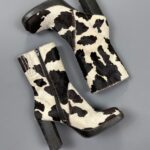 AMAZING!!!! 1990S PONY HAIR COWHIDE CHUNKY PLATFORM BOOTS MADE IN BRAZIL