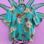 SWEET! CROPPED LADIES TROPICAL PRINT SHORT SLEEVE HAWAIIAN SHIRT