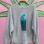 AS-IS DISTRESSED DOLPHIN GRAPHIC REVERSE WEAVE PULLOVER SWEATSHIRT