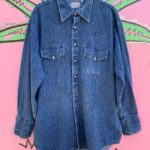 *AS-IS* HEAVY LONG SLEEVE DENIM PEARL SNAP SHIRT