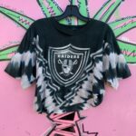 *AS-IS* TIE DYE OAKLAND RAIDERS CROPPED T-SHIRT SINGLE STITCHED