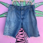 DOUBLE KNOT CLASSIC DENIM DAD JEANS MEDIUM WASH CUT OFF SHORTS