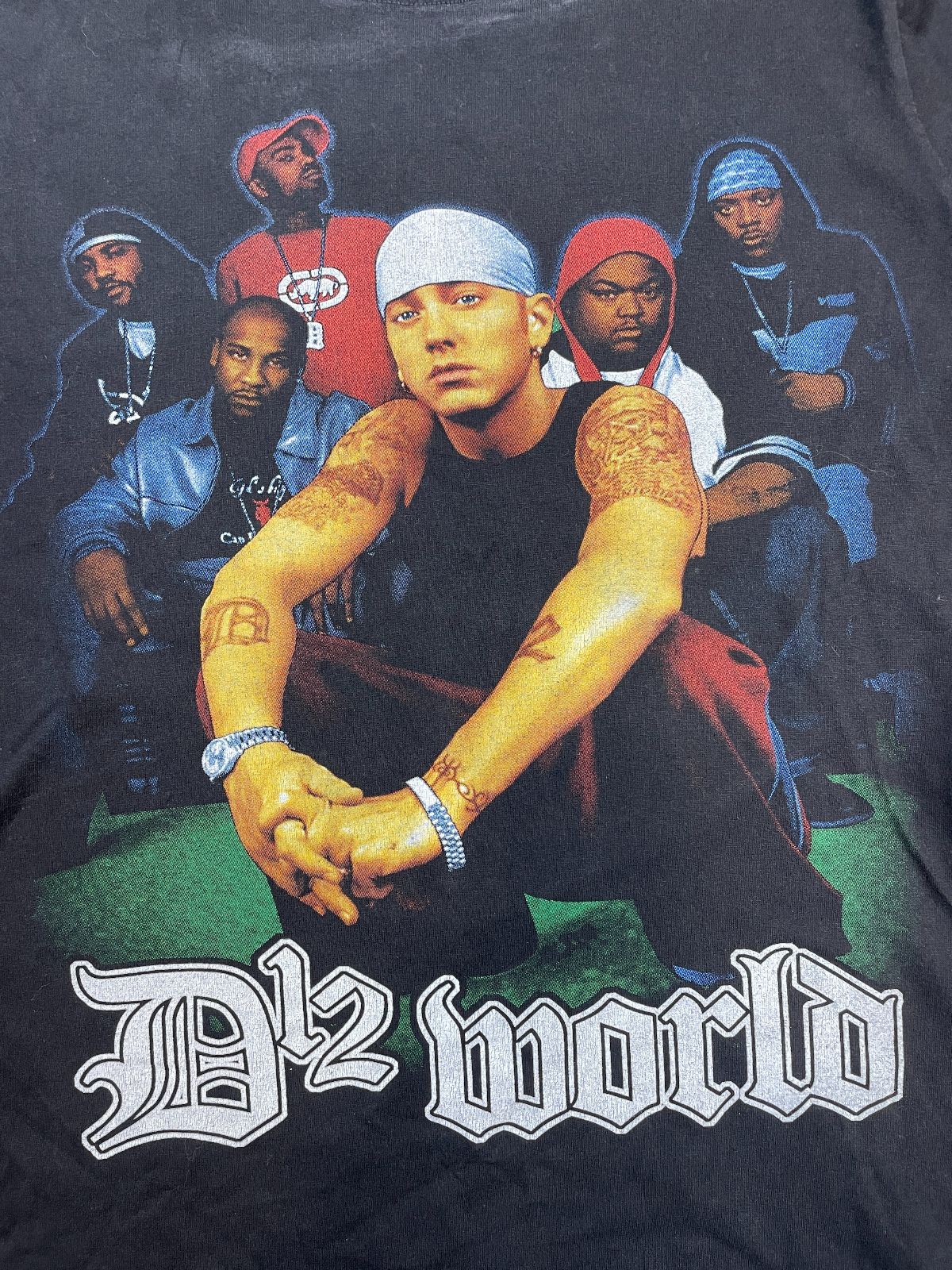 Y2K EMINEM D12 WORLD DOUBLE SIDED RAP T-SHIRT in BLACK