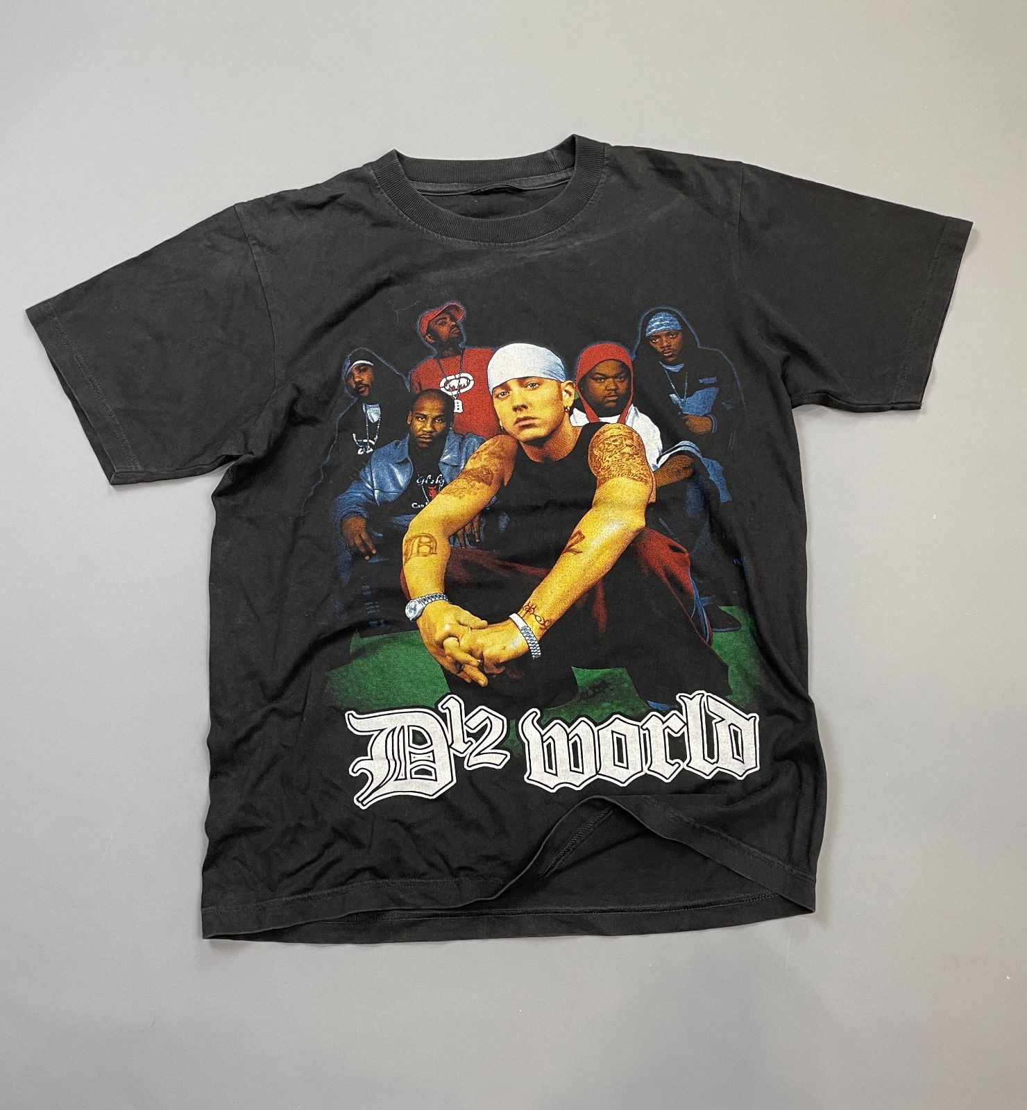 Y2K EMINEM D12 WORLD DOUBLE SIDED RAP T-SHIRT in BLACK