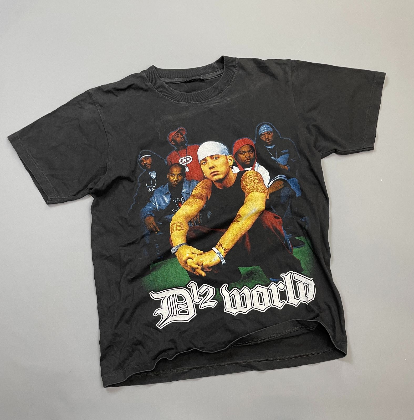 Y2K EMINEM D12 WORLD DOUBLE SIDED RAP T-SHIRT in BLACK