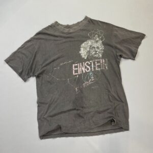 HANES FADED ALBERT EINSTEIN E=MC2 1987 SMITHSONIAN SINGLE STITCH T-SHIRT in BLACK