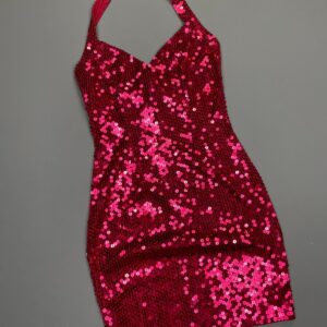 Photo detail:*AS-IS* SEQUINED COCKTAIL DRESS HALTER