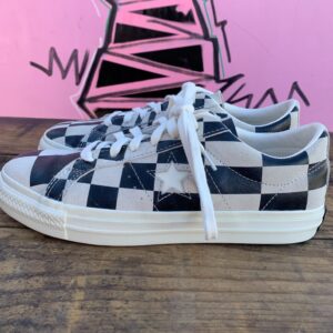 Photo detail:CUTE SUEDE LEATHER CHECKERED PRINT LACE-UP TENNIS SHOES