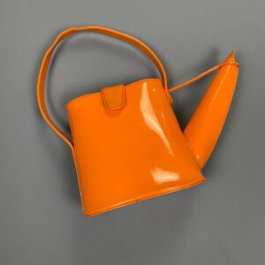 Photo detail:*AS-IS* FUN! BRIGHT ORANGE VINYL WATERING CAN PURSE HANDBAG