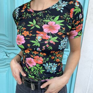 Photo detail:COOL! MADE IN FRANCE NYLON FLORAL, LADYBUG & BUTTERFLY PRINT TOP