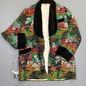 Photo detail:*AS-IS* RAD 1950S-60S MENS JAPANESE BROCADE SMOKING JACKET VELVET LAPELS & CUFFS