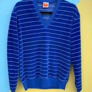 Photo detail:RETRO HORIZONTAL STRIPED V-NECK VELOUR SWEATER TOP