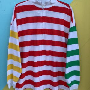 Photo detail:FUN COLORBLOCK STRIPED ZIP UP CARDIGAN SWEATSHIRT