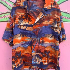 Photo detail:SUPER NICE! 100% COTTON TROPICAL SUNSET PRINT HAWAIIAN SHIRT